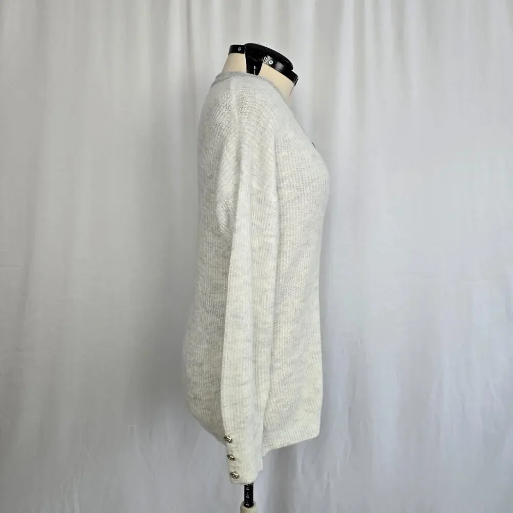 Pullover Knit Sweater Women's XL *** White Gray Heather
